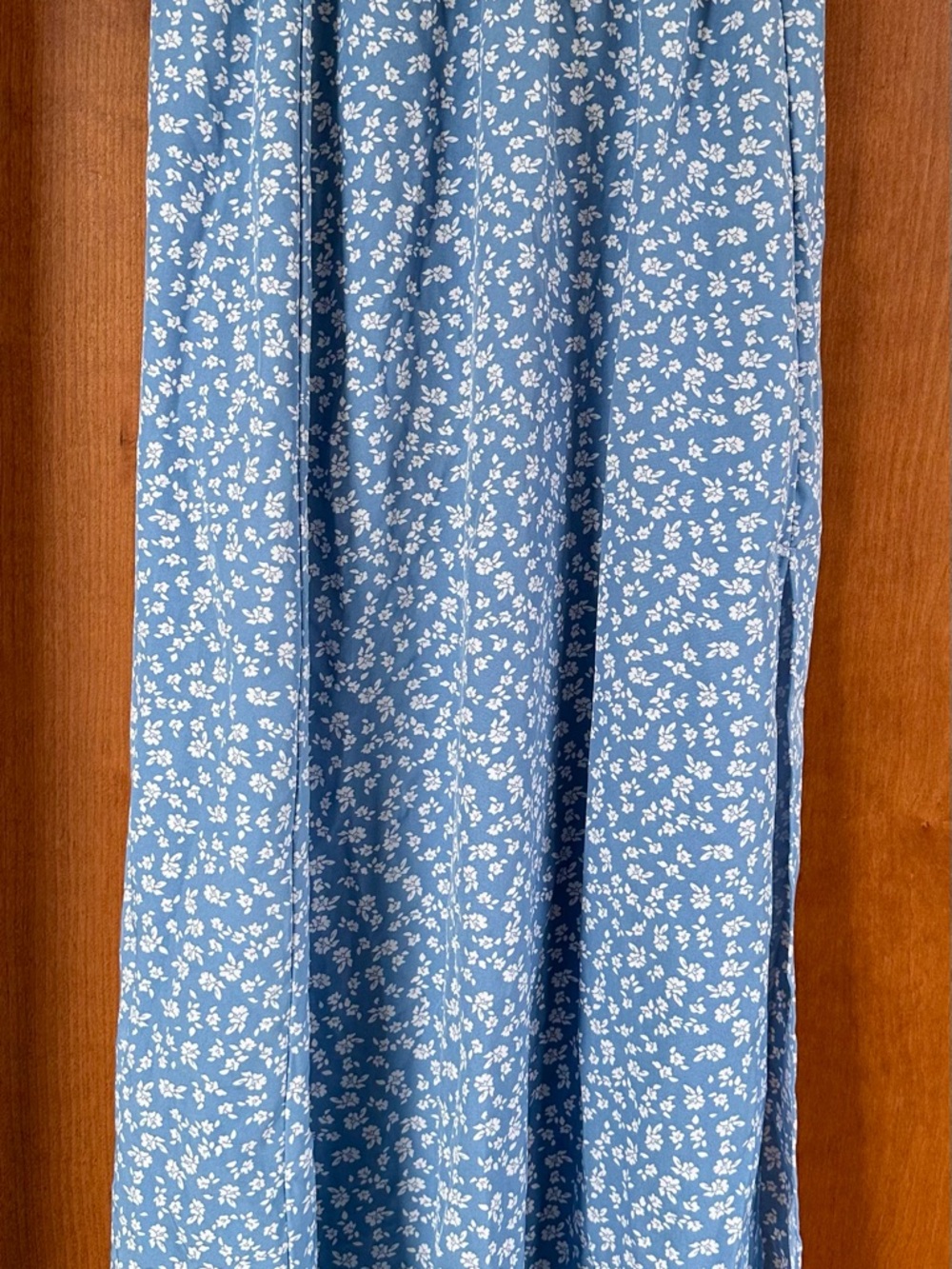 SHEIN Blue Maxi Skirt with White Floral Print